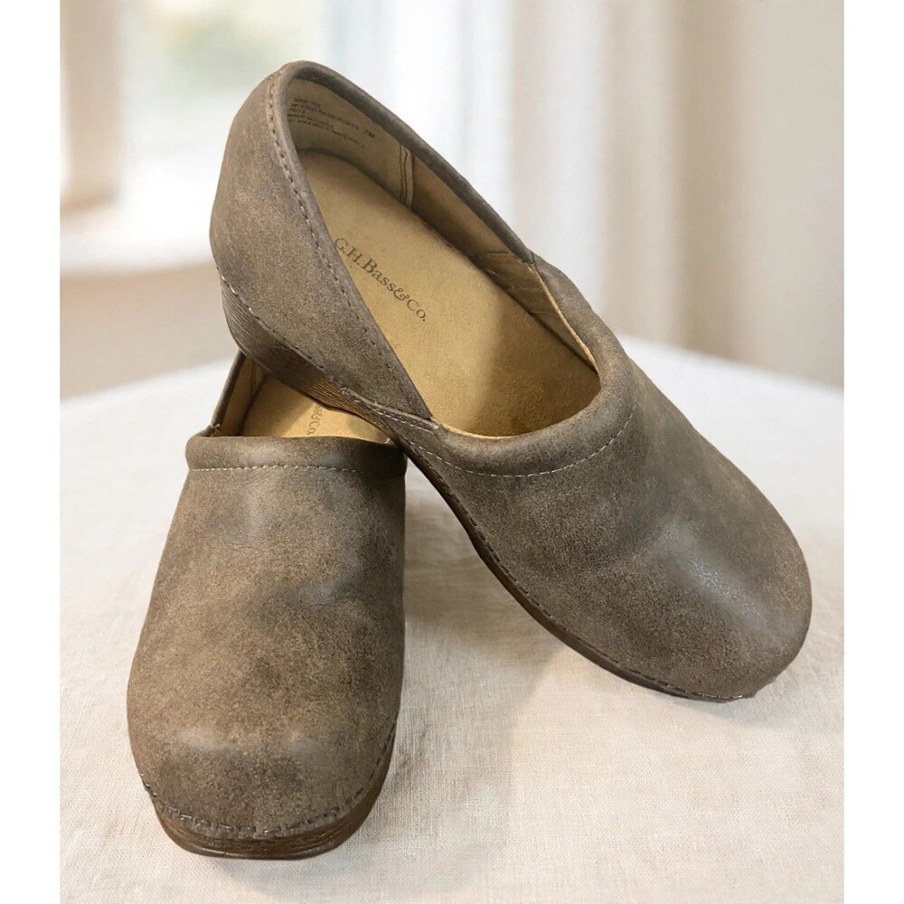 GH Bass Robyn Womens Clogs Nurse Shoes Gray Slip On Comfort Work 7M